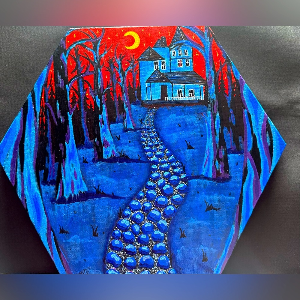 Creepy old House acrylic painting